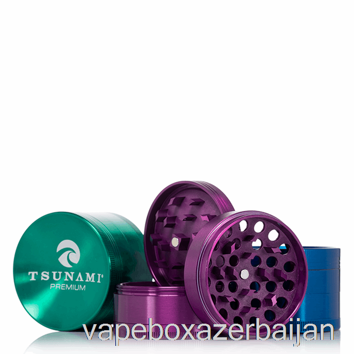 E-Juice Vape Tsunami 2.4inch 4-Piece Sunken Top Grinder Rainbow (63mm)